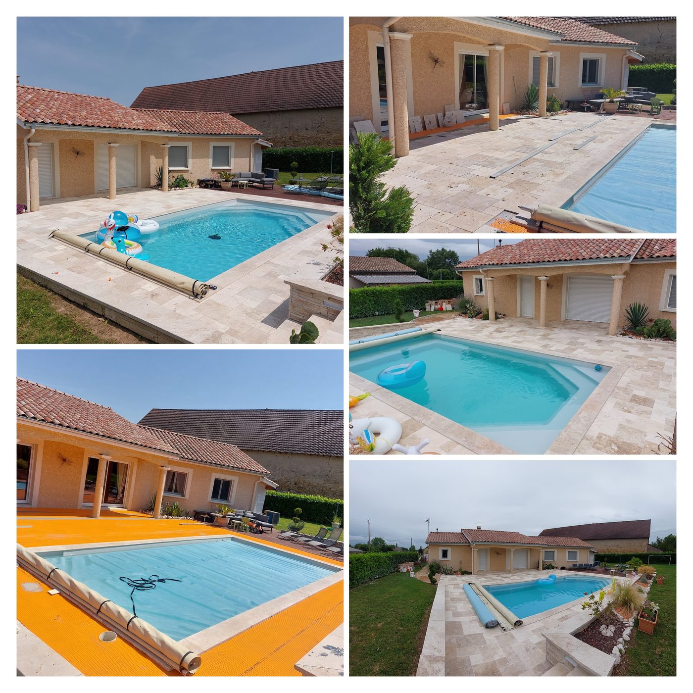 Tour de piscine en travertin